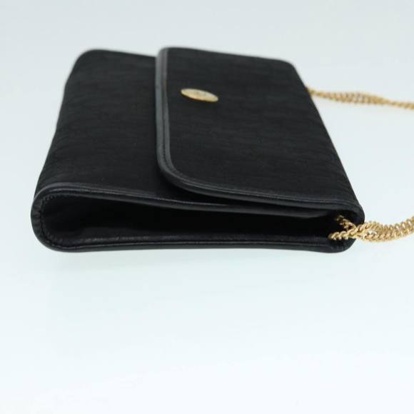 Christian Dior Trotter Canvas Chain Shoulder Bag Black Gold Auth 90397 - Picture 3 of 16